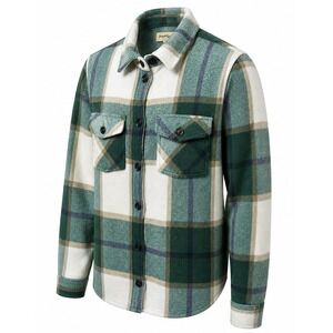 Young Hearts Run Free Shacket Womens L Fleece Plaid Hunter Green White Modern